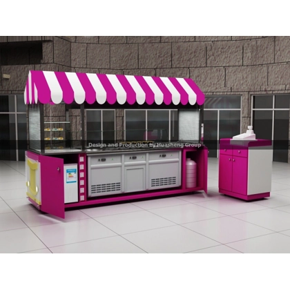 Double Pan Ice Cream Rolls Cart Hot Pink