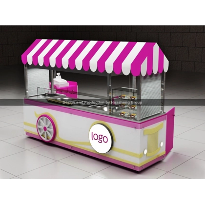Double Pan Ice Cream Rolls Cart Hot Pink