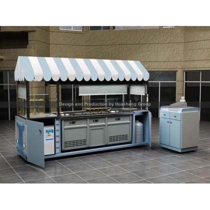 Double Pan Ice Cream Rolls Cart Ice Blue