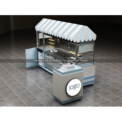 Double Pan Ice Cream Rolls Cart Ice Blue