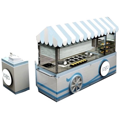 Double Pan Ice Cream Rolls Cart Ice Blue