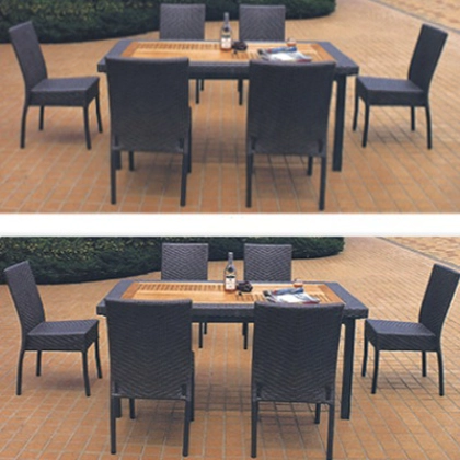 Set Rattan 1 Table 6 Chairs
