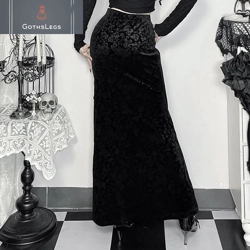 Gothic Elegant Flocking Long Skirt