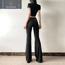 High Waist Alt Flare Pants with Faux Leather Belt
