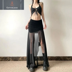 Goth High Waist Mesh Bodycon Skirt
