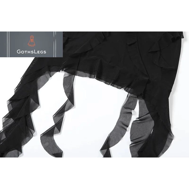 Additional Image for Goth Mesh Mini Skirt with Irregular Hem
