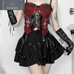 Gothic Rivet Bandage Mini Skirt