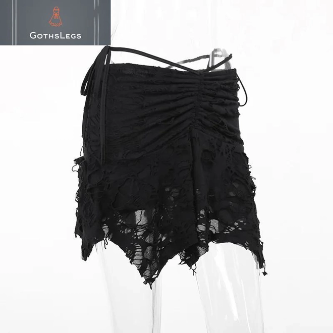 Additional Image for Gothic Irregular Hem Mini Skirt