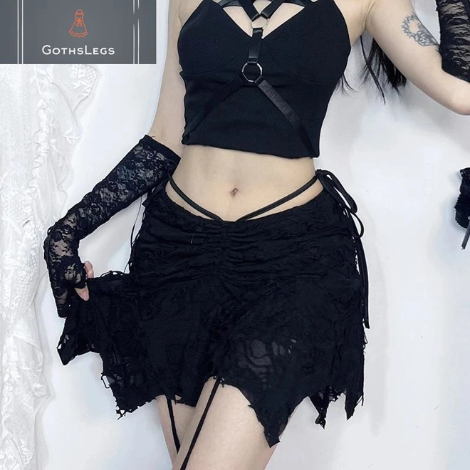 Additional Image for Gothic Irregular Hem Mini Skirt