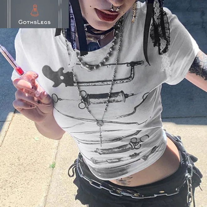 Additional Image for Goth Acubi Anime Crop Tee