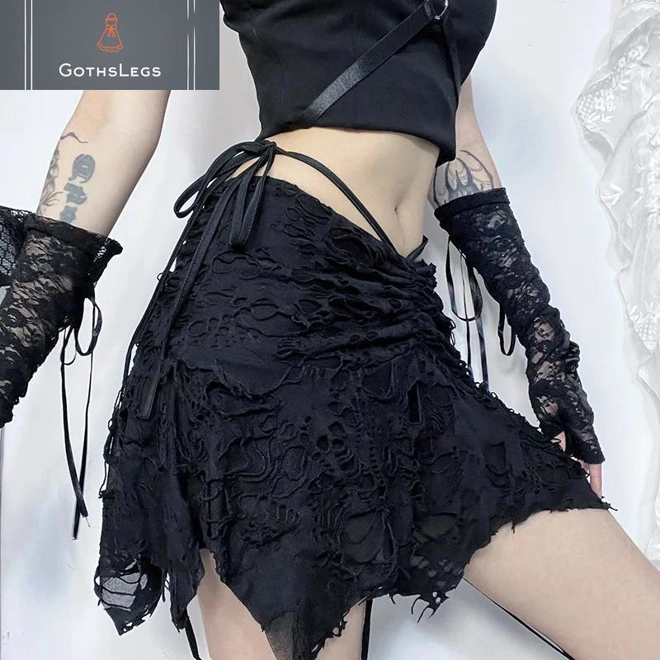 Additional Image for Gothic Irregular Hem Mini Skirt