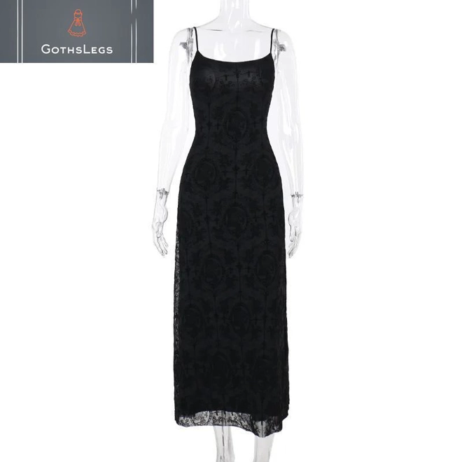 Additional Image for Dark Cross Mesh Gothic Sling Party Dress