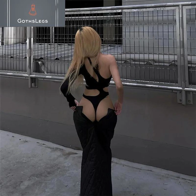 Additional Image for Gothic One Shoulder Cyber Bodysuit for Women