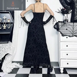 Dark Cross Mesh Gothic Sling Party Dress