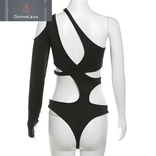Additional Image for Gothic One Shoulder Cyber Bodysuit for Women