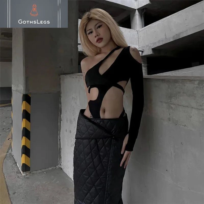 Additional Image for Gothic One Shoulder Cyber Bodysuit for Women