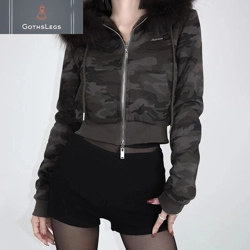 Goth Faux Fur Double Zip Hoodie