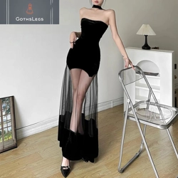 Elegant Gothic Velvet Halter Party Dress