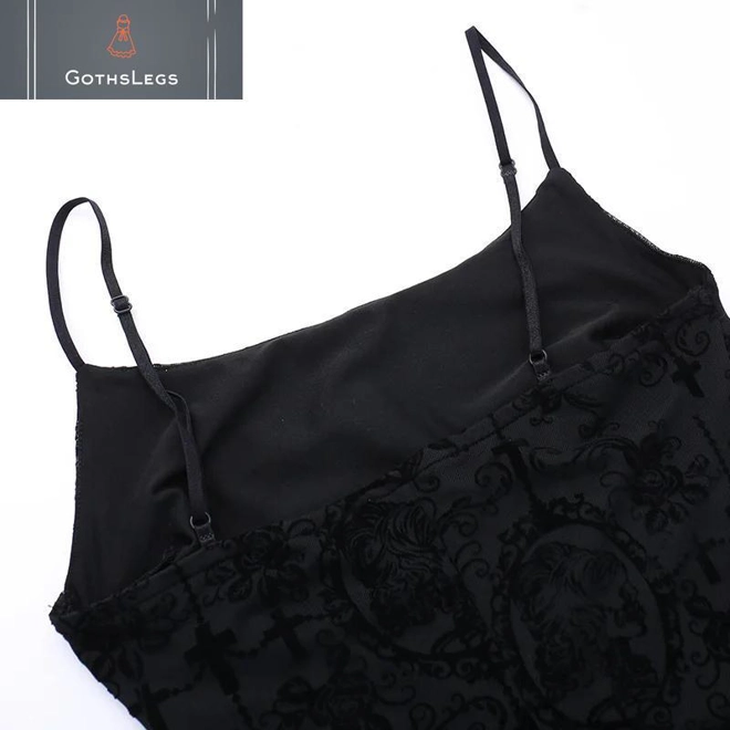 Additional Image for Dark Cross Mesh Gothic Sling Party Dress