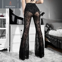 Gothic Vintage Flare Mesh Trousers