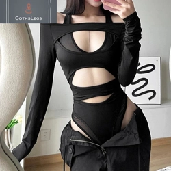 Gothic Long Sleeve Mesh Bodysuit