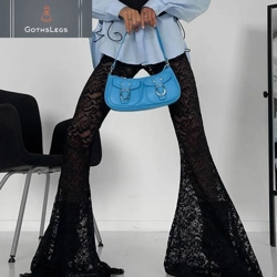 2025 New Gothic High Waist Lace Flare Pants