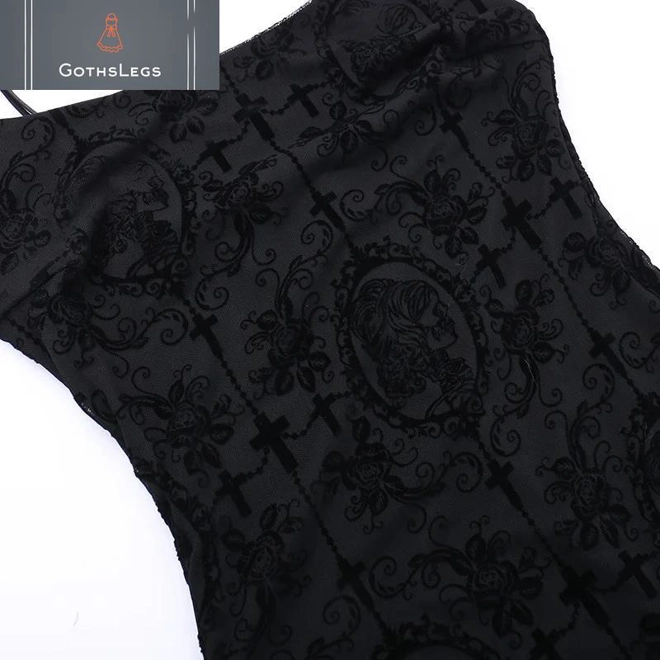 Additional Image for Dark Cross Mesh Gothic Sling Party Dress