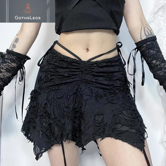 Additional Image for Gothic Irregular Hem Mini Skirt