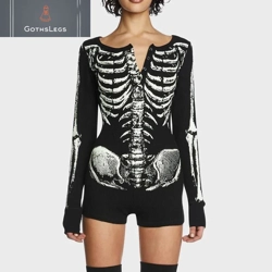 Goth Skull Bone Print Romper