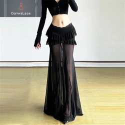 Gothic Mesh Patchwork Long Skirt for Women