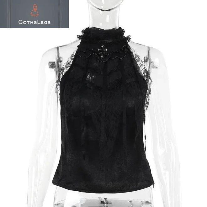 Additional Image for Gothic Lace Patchwork Tank Top Vest