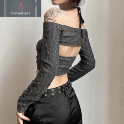 Gothic Vintage Womens Crop Top Set