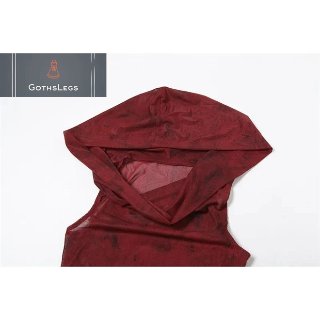 Additional Image for Gothic Mesh Hooded Streetwear Top