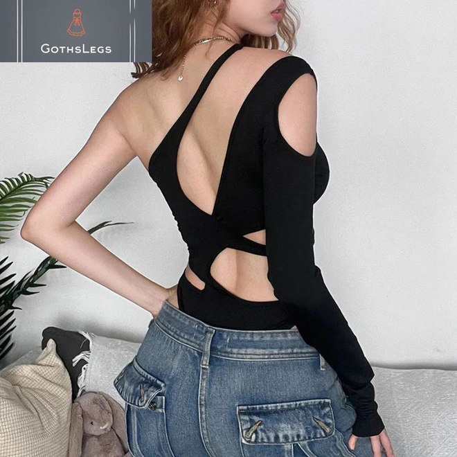 Additional Image for Gothic One Shoulder Cyber Bodysuit for Women