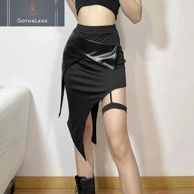 Additional Image for Gothic Patchwork High Waist Mini Skirt