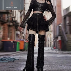 Gothic Lace Pleated Mini Skirt for Women