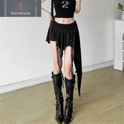 Gothic Drawstring Mini Skirt for Women