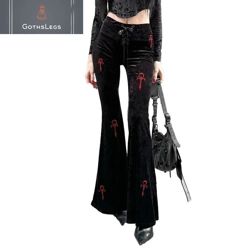Goth Dark Velvet High Waist Flare Pants