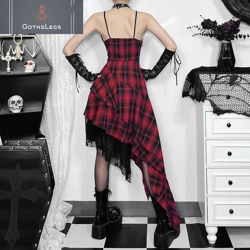Gothic Lace Patchwork Irregular Straps Dress