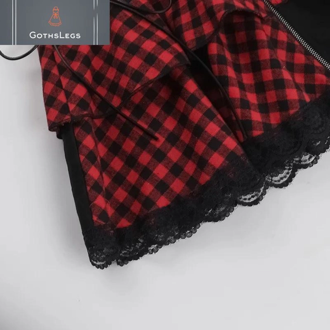 Additional Image for Gothic Plaid Lace A-line Mini Skirt