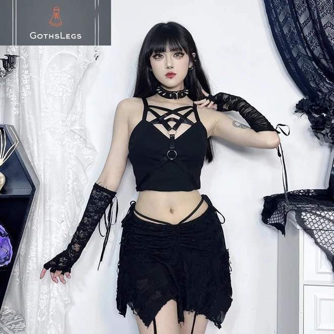 Additional Image for Gothic Irregular Hem Mini Skirt