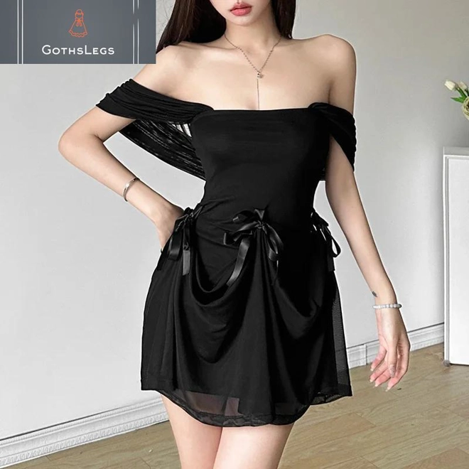 Additional Image for Gothic Strapless Hooded Mesh Dress