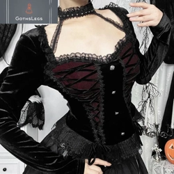 Gothic Velvet Crop Halter Top