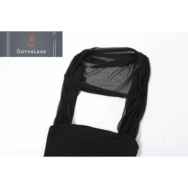 Additional Image for Gothic Strapless Hooded Mesh Dress