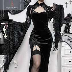 Evening Velvet Gothic Cheongsam Dress