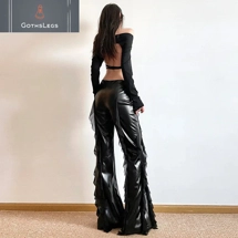 Gothic High Waist Flare Pants for Women