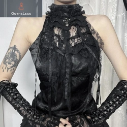 Gothic Lace Patchwork Tank Top Vest