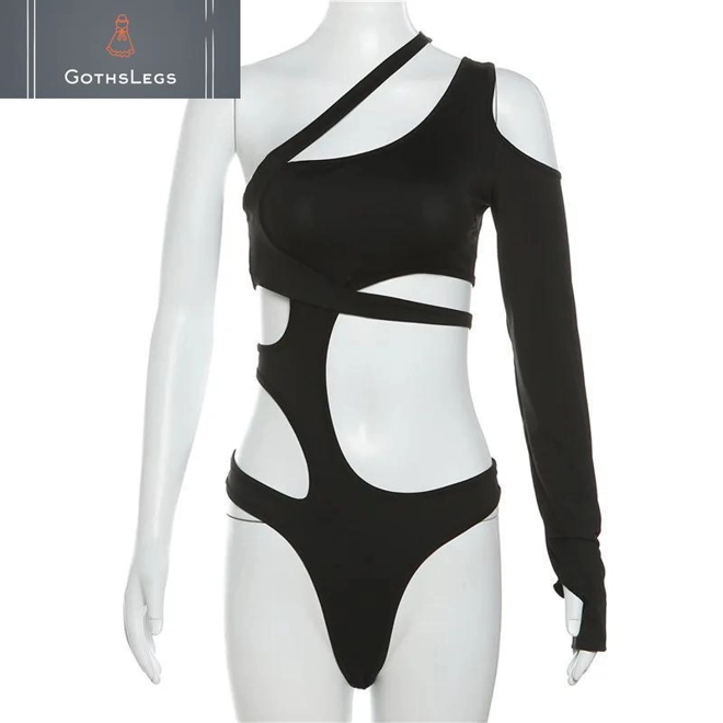 Additional Image for Gothic One Shoulder Cyber Bodysuit for Women