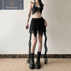 Gothic High Waist Irregular Hem Skirt