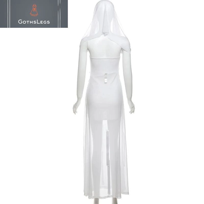 Additional Image for Gothic Strapless Hooded Mesh Dress